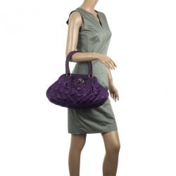 مملوكة مسبقًا Christian Dior Purple Charming Cannage Quilted Satin Doctor's Tote Bag