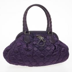 مملوكة مسبقًا Christian Dior Purple Charming Cannage Quilted Satin Doctor's Tote Bag
