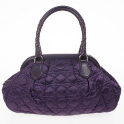 مملوكة مسبقًا Christian Dior Purple Charming Cannage Quilted Satin Doctor's Tote Bag