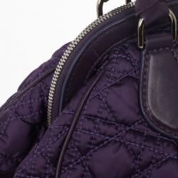 مملوكة مسبقًا Christian Dior Purple Charming Cannage Quilted Satin Doctor's Tote Bag