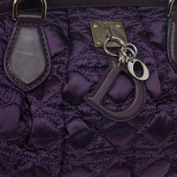 مملوكة مسبقًا Christian Dior Purple Charming Cannage Quilted Satin Doctor's Tote Bag