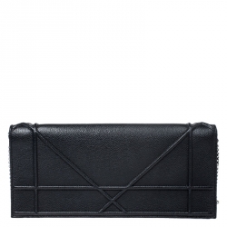 Pre Owned حقيبة كلتش دور سلسلة جلد أسود