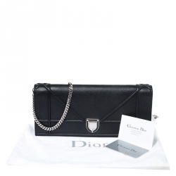 Pre Owned حقيبة كلتش دور سلسلة جلد أسود