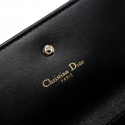 Dior Black Leather Diorama Trifold Wallet