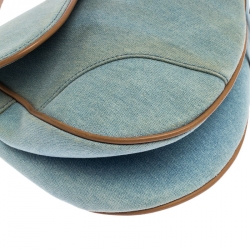 Pre Owned Dior Blue Denim and Leather Saddle Bag