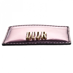 Pre Owned Dior Pink Leather Patent D-Fence Card Holder