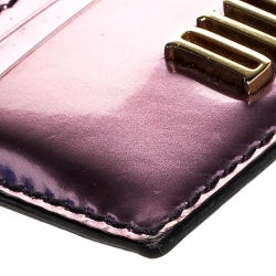 Pre Owned Dior Pink Leather Patent D-Fence Card Holder