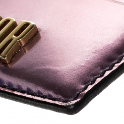 Pre Owned Dior Pink Leather Patent D-Fence Card Holder