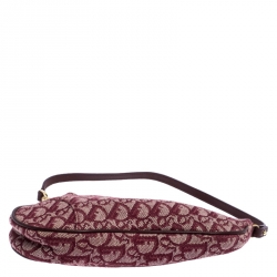 Pre Owned Dior Burgundy Diorissimo Canvas and Leather Saddle Bag