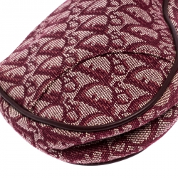 Pre Owned Dior Burgundy Diorissimo Canvas and Leather Saddle Bag
