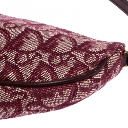 Pre Owned Dior Burgundy Diorissimo Canvas and Leather Saddle Bag