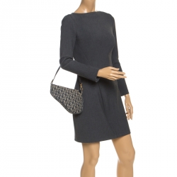 Pre Owned Dior Blue Diorissimo Canvas and Leather Saddle Bag