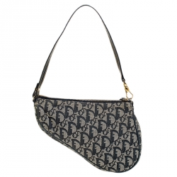 Pre Owned Dior Blue Diorissimo Canvas and Leather Saddle Bag