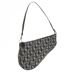 Pre Owned Dior Blue Diorissimo Canvas and Leather Saddle Bag