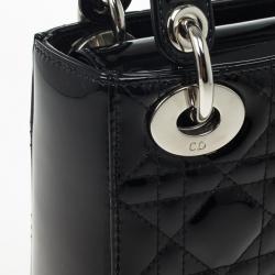 Christian Dior Black Patent Mini Lady Dior Bag