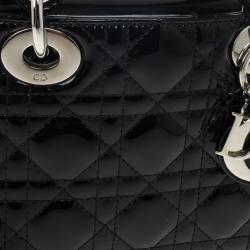 Christian Dior Black Patent Mini Lady Dior Bag