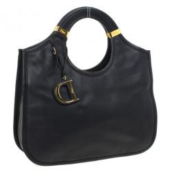 Pre Owned Dior Diorita Black Leather Medium Zipped Hobo