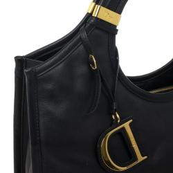 Pre Owned Dior Diorita Black Leather Medium Zipped Hobo