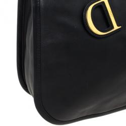Pre Owned Dior Diorita Black Leather Medium Zipped Hobo