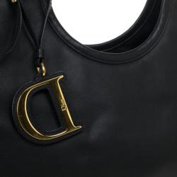 Pre Owned Dior Diorita Black Leather Medium Zipped Hobo