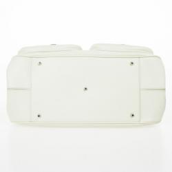 Pre Owned Christian Dior White Leather Medium Dior Detective Bag