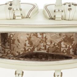 Pre Owned Christian Dior White Leather Medium Dior Detective Bag