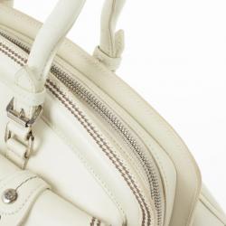 Pre Owned Christian Dior White Leather Medium Dior Detective Bag