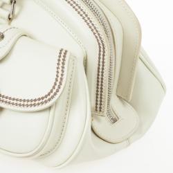 Pre Owned Christian Dior White Leather Medium Dior Detective Bag