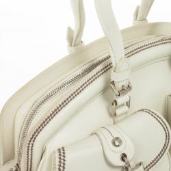 Pre Owned Christian Dior White Leather Medium Dior Detective Bag