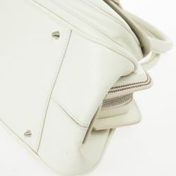 Pre Owned Christian Dior White Leather Medium Dior Detective Bag