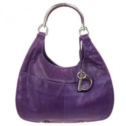 مملوكة مسبقًا Christian Dior Purple Python Medium 61 Hobo
