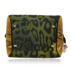 Pre Owned Christian Dior Green Canvas and Python Gambler Handbag