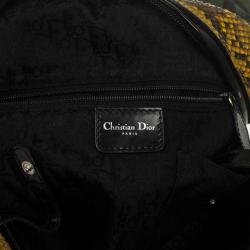 Pre Owned Christian Dior Green Canvas and Python Gambler Handbag