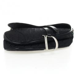 Pre Owned Christian Dior Black Monogram Canvas Saddle Bag 