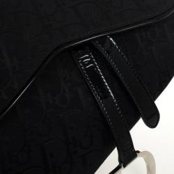 Pre Owned Christian Dior Black Monogram Canvas Saddle Bag 
