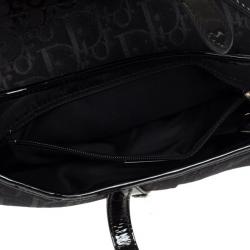 Pre Owned Christian Dior Black Monogram Canvas Saddle Bag 