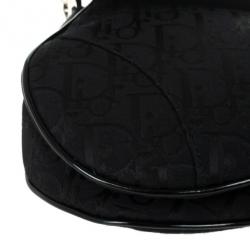 Pre Owned Christian Dior Black Monogram Canvas Saddle Bag 