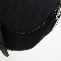 Pre Owned Christian Dior Black Monogram Canvas Saddle Bag 