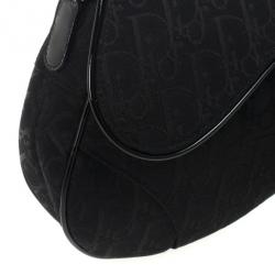 Pre Owned Christian Dior Black Monogram Canvas Saddle Bag 