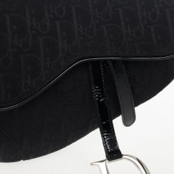 Pre Owned Christian Dior Black Monogram Canvas Saddle Bag 