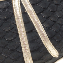 Pre Owned Dior Black/Gold Python and Leather Mini Saddle Bag