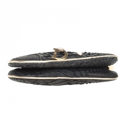 Pre Owned Dior Black/Gold Python and Leather Mini Saddle Bag