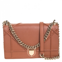 مملوكة مسبقًا Dior Copper Brown Leather Medium Diorama Shoulder Bag