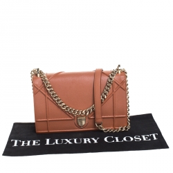 مملوكة مسبقًا Dior Copper Brown Leather Medium Diorama Shoulder Bag