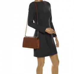 مملوكة مسبقًا Dior Copper Brown Leather Medium Diorama Shoulder Bag