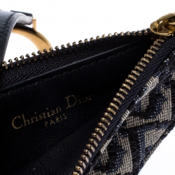Pre Owned Dior Navy Blue/White Oblique Canvas Saddle Coin Purse