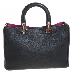 Pre Owned Dior Black Leather Medium Diorissimo Shopper Tote