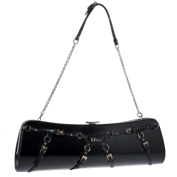 مملوكة مسبقًا Dior Black Leather Long Buckle Chain Clutch
