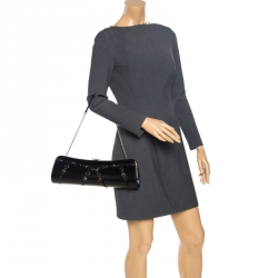 مملوكة مسبقًا Dior Black Leather Long Buckle Chain Clutch