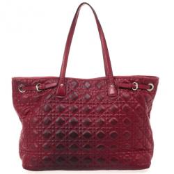 Pre Owned Christian Dior Cannage Quilted Coated Canvas Panarea Large Tote Bag